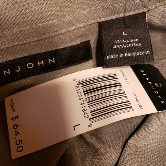 SEAN JOHN GRAY SHORT SLEEVE SHIRT SZ L - Picture 6 of 8